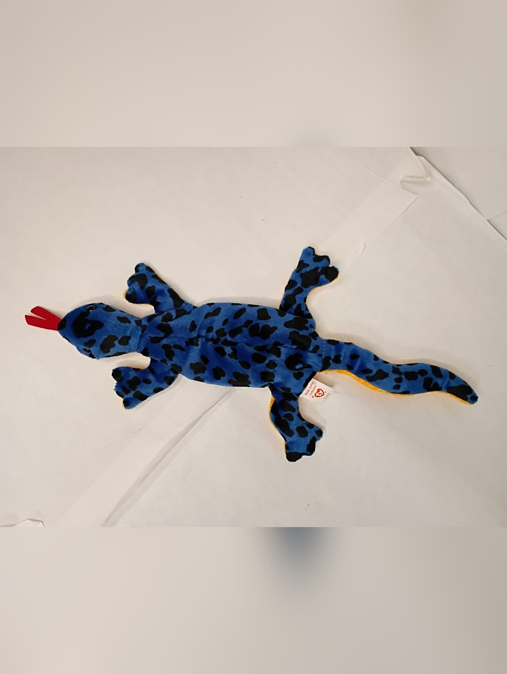 Ty Lizzy Blue and Black Leopard Plush with Yellow Accent